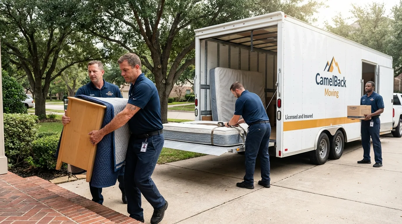 Crew loading residential truck for cross-state move from Berwyn, IL