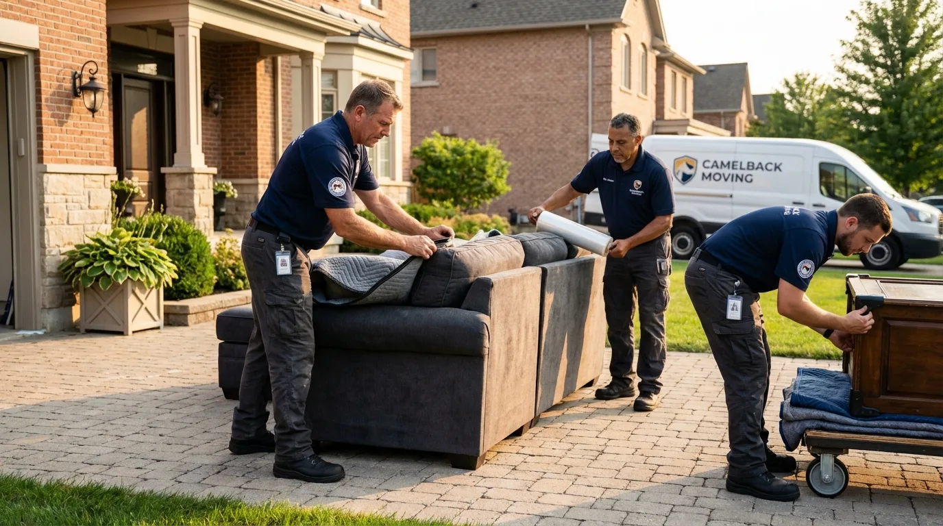 Large estate moving crew wrapping furniture in Berwyn, IL
